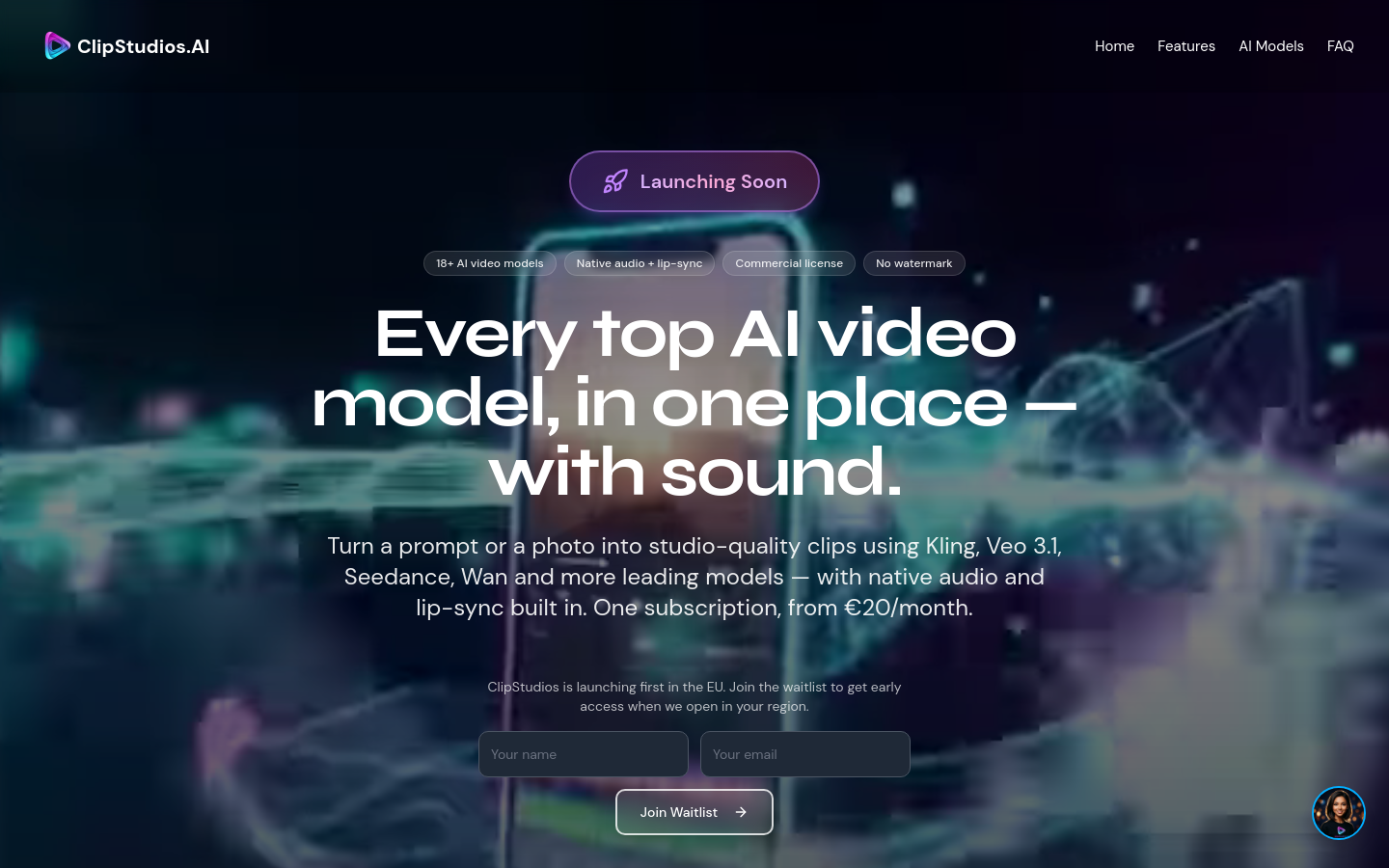 Above-the-fold capture of clipstudios.ai