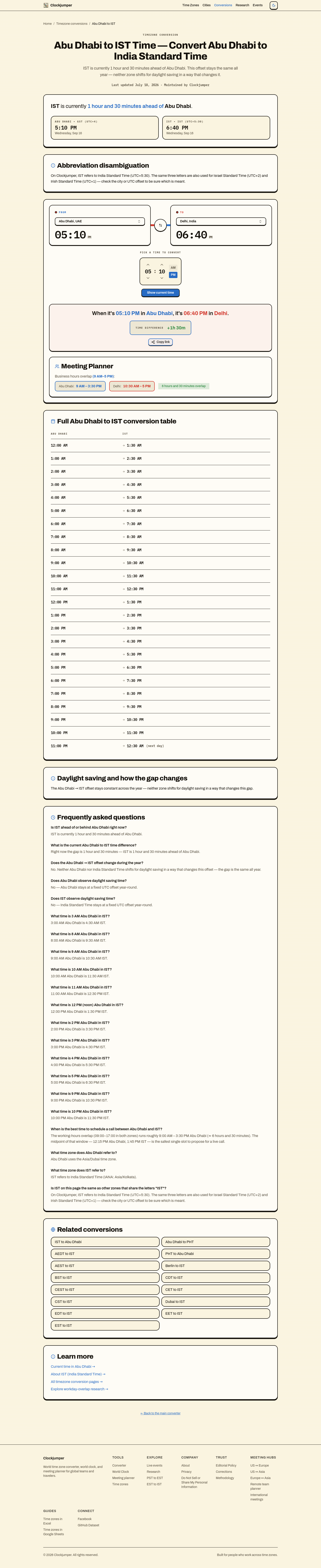 clockjumper.com FAQ section, Abu Dhabi To Ist
