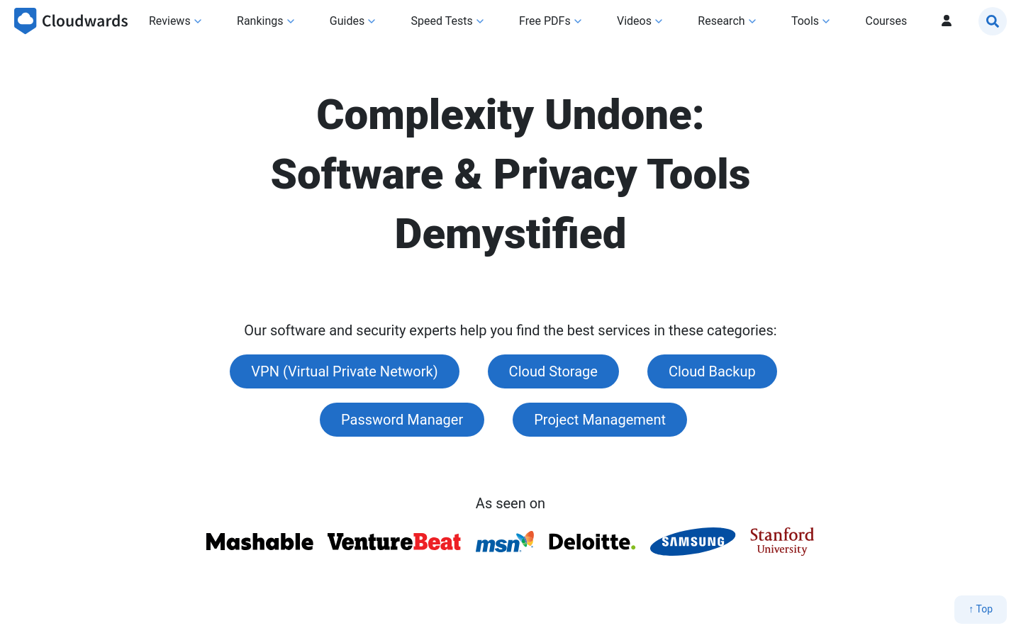 Above-the-fold capture of cloudwards.net