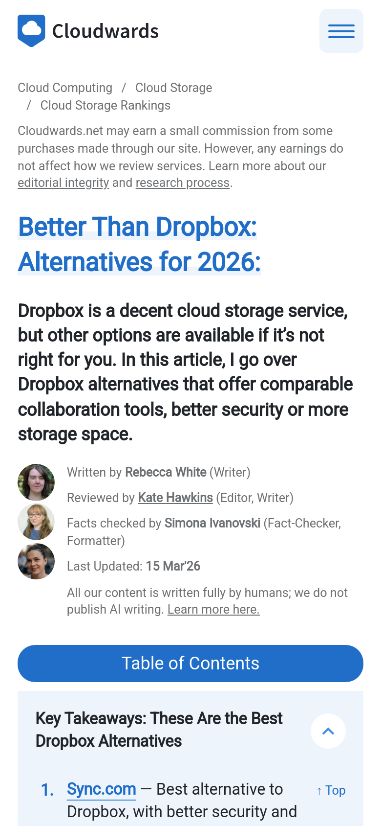 Top 10 Secure Dropbox Alternatives