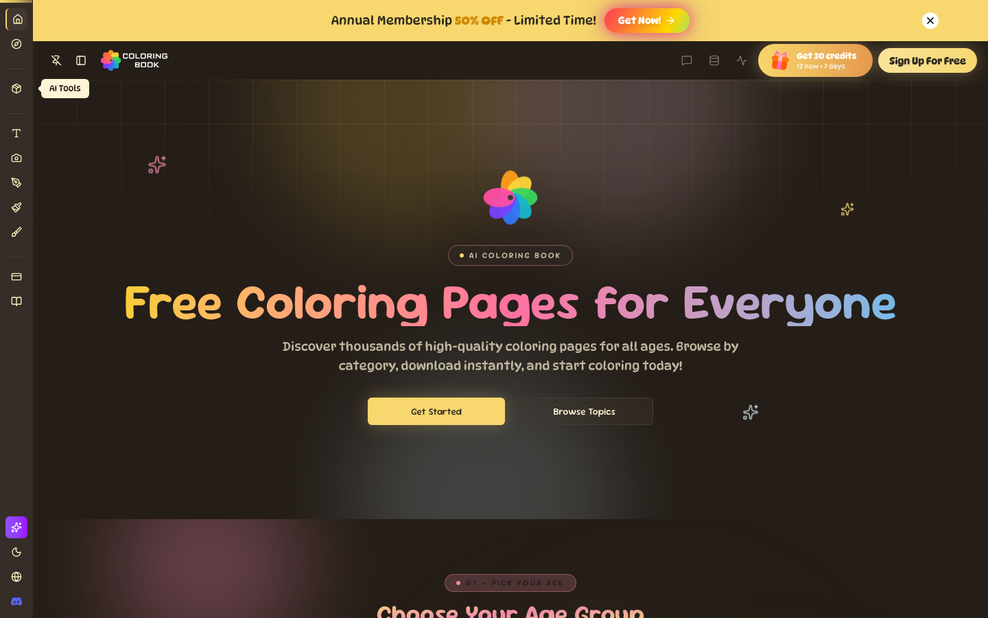 Nav section of coloringbook.im