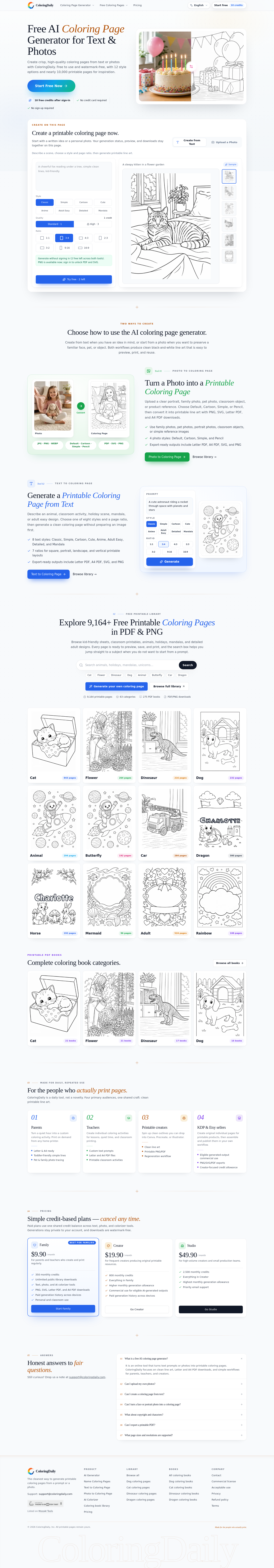 Nav section of coloringdaily.com