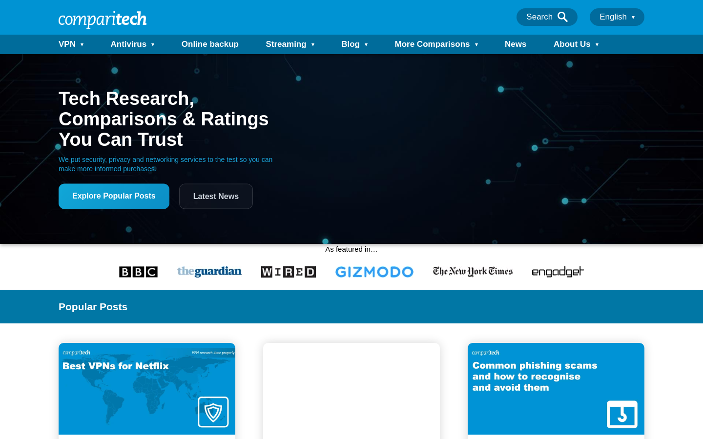 Above-the-fold capture of comparitech.com