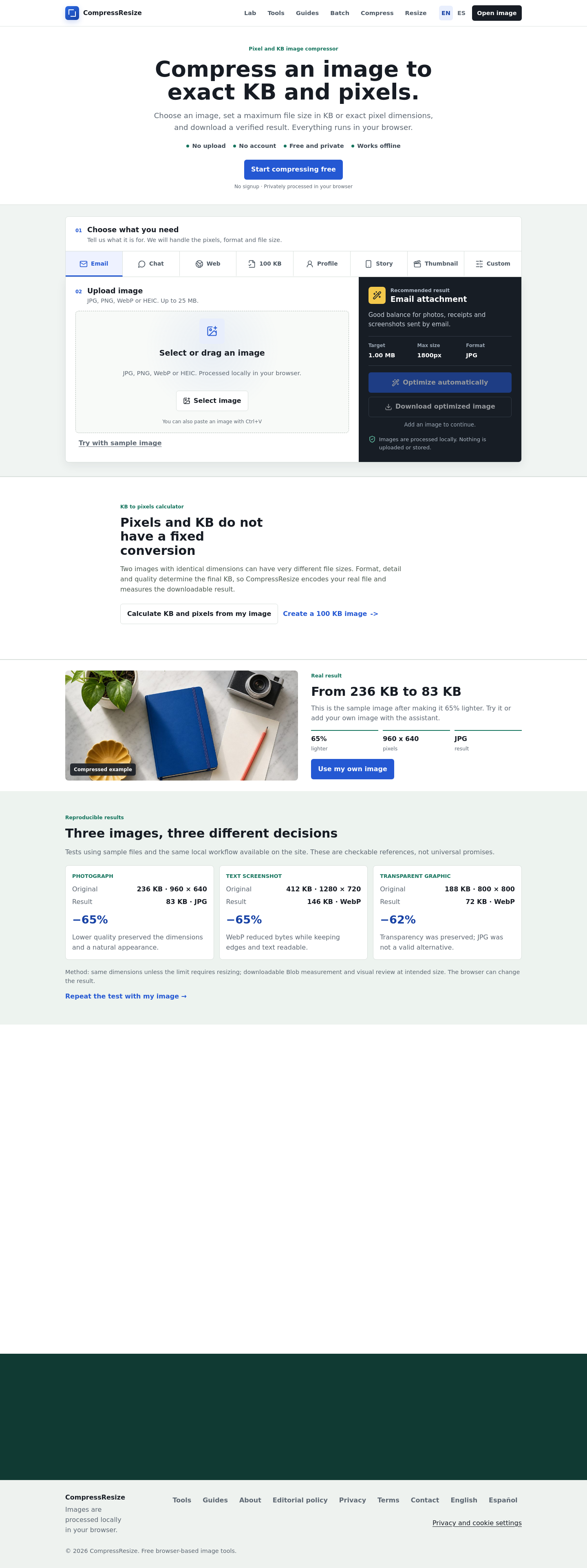 Nav section of compressresize.pages.dev