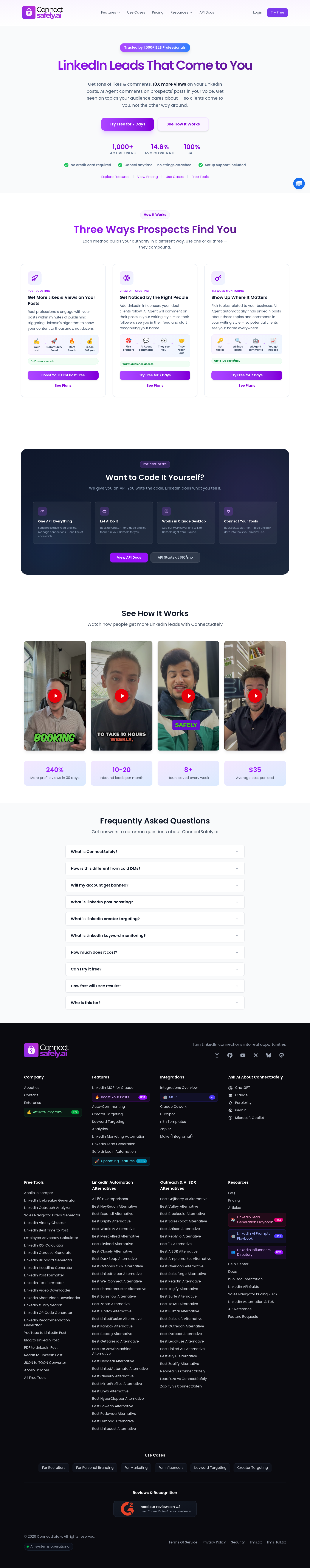 Nav section of connectsafely.ai