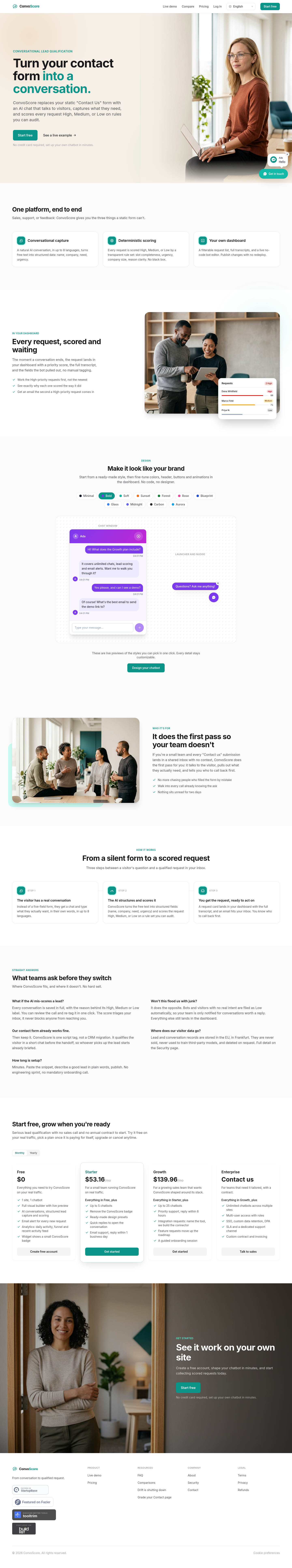 convoscore.com — Hero + Features