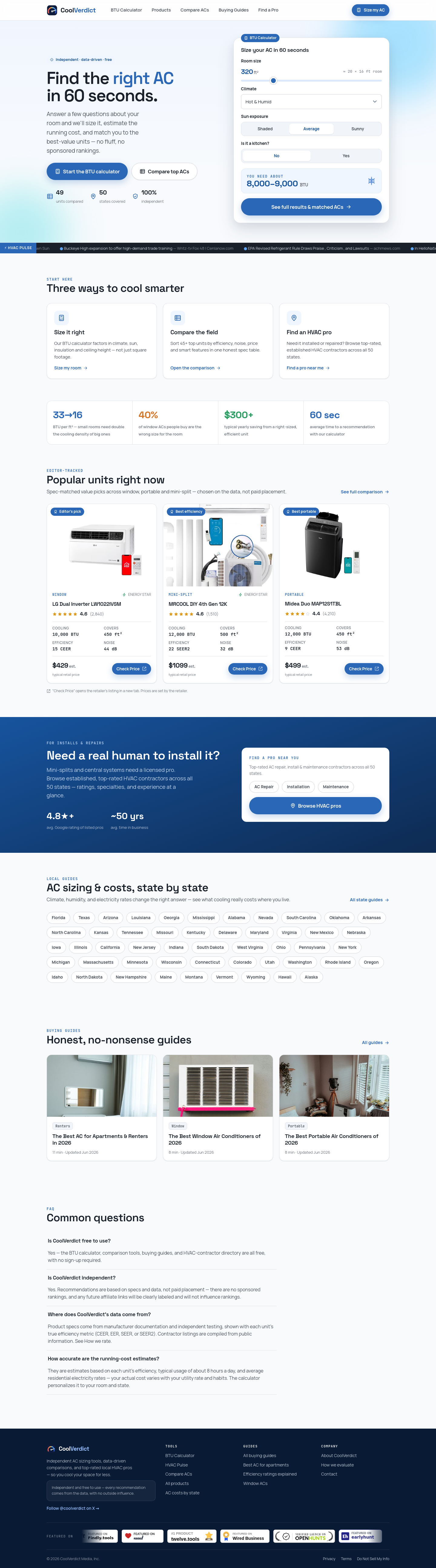 Nav section of coolverdict.com