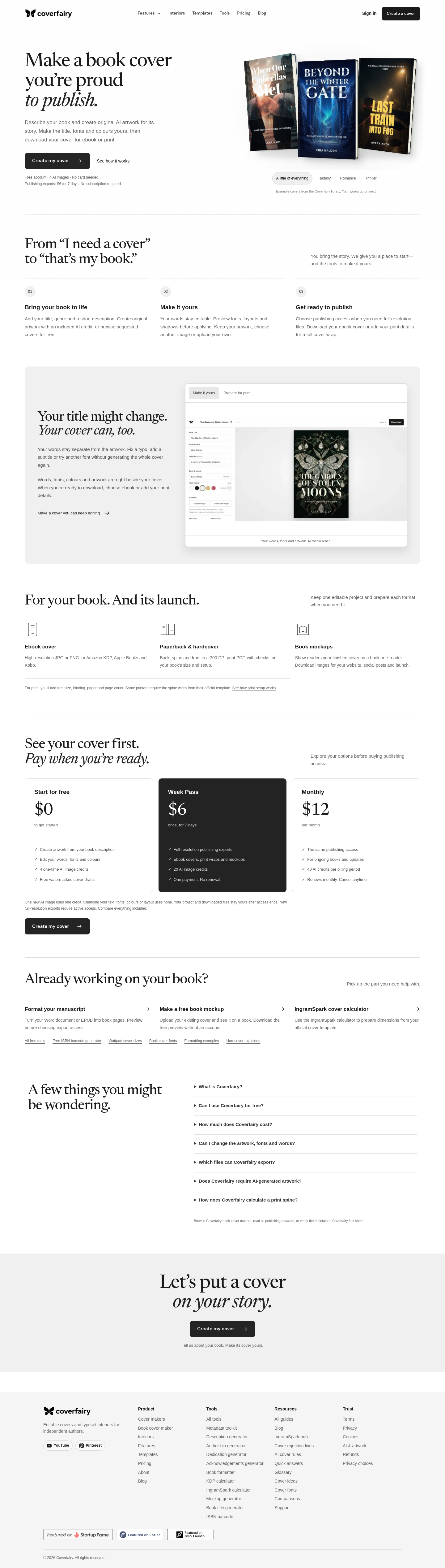 coverfairy.com — The Pricing Page