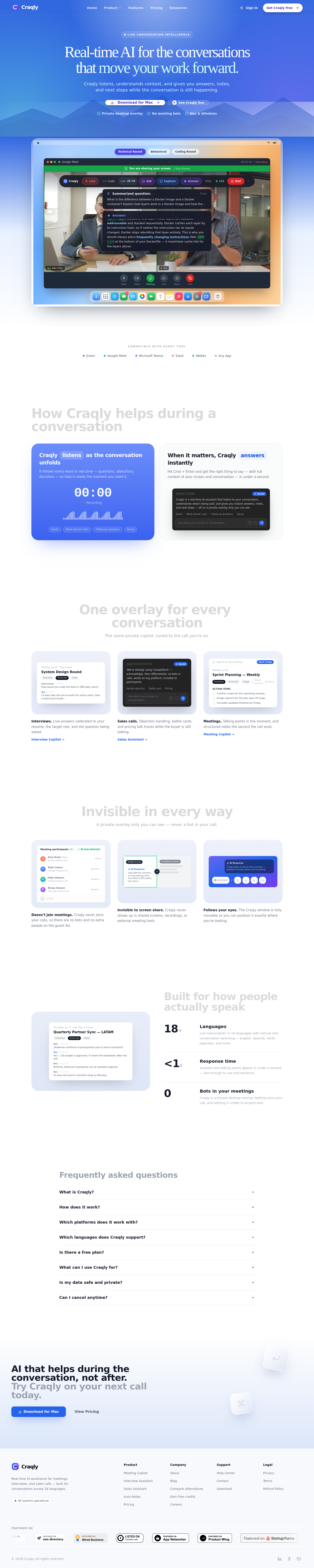 Nav section of craqly.com