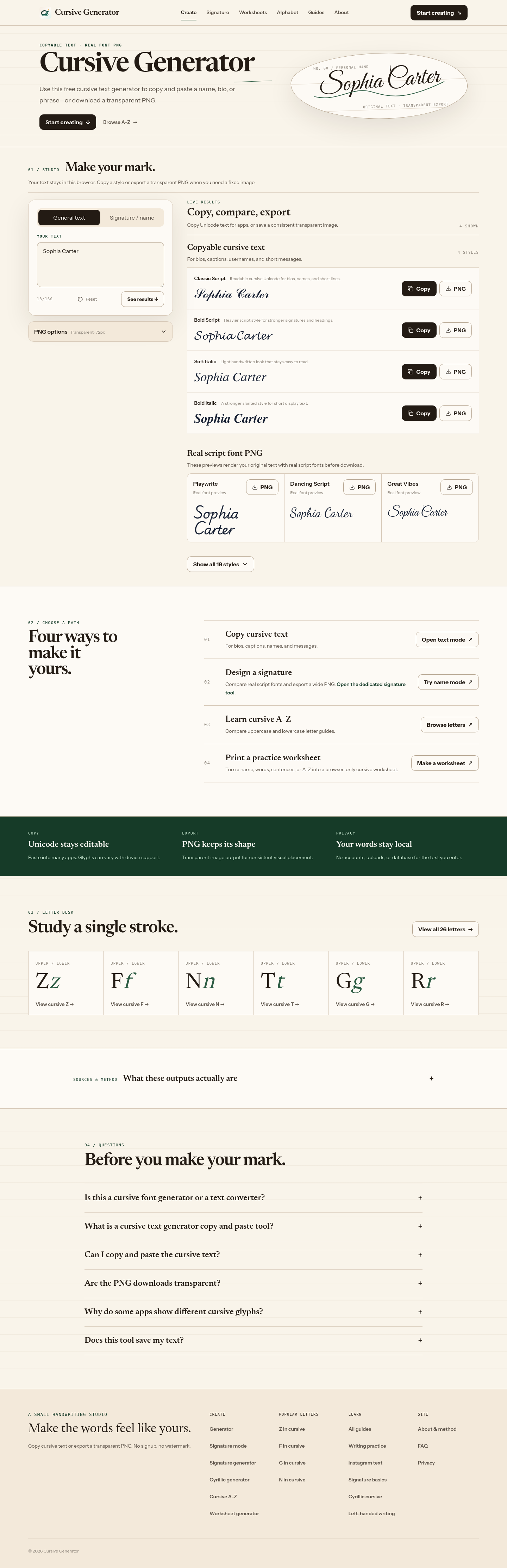 cursivegenerator.work — 
