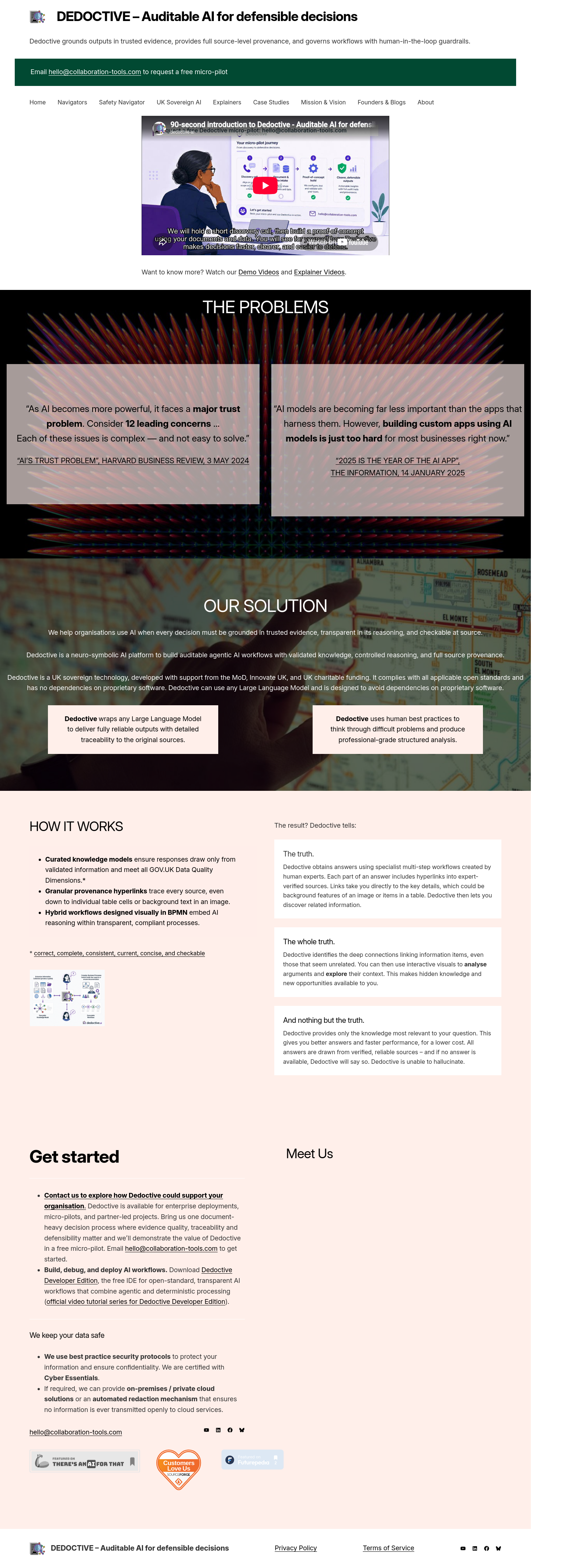 Nav section of dedoctive.ai