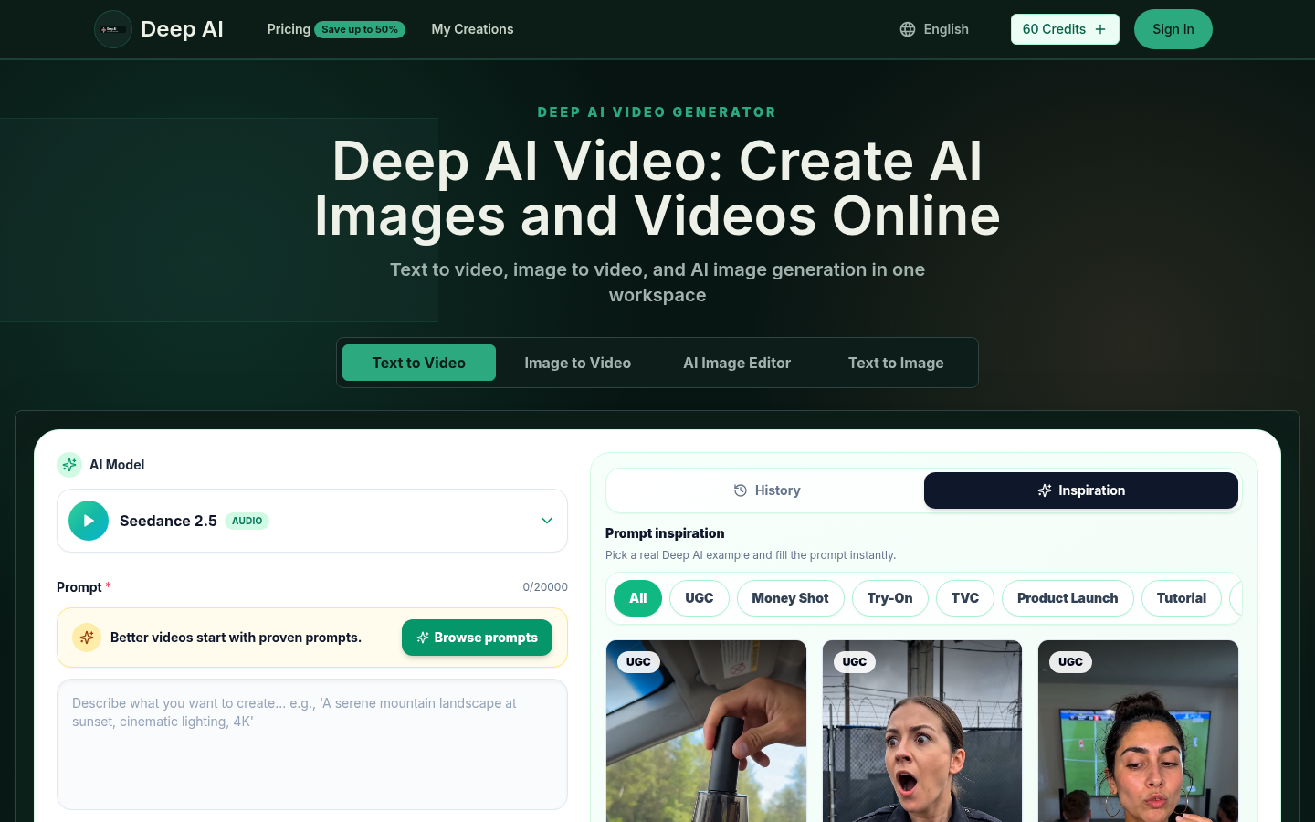 deep-ai.best desktop capture of the first page