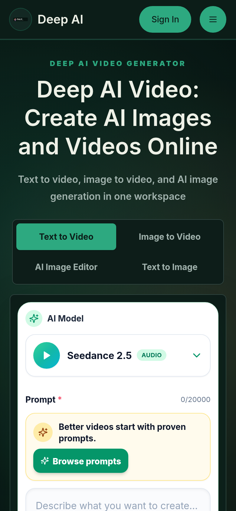 deep-ai.best mobile capture of the first page