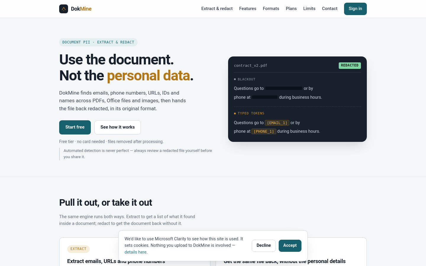 Above-the-fold capture of dokmine.com