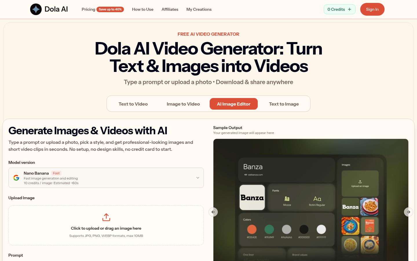 dolai.video desktop capture of the first page