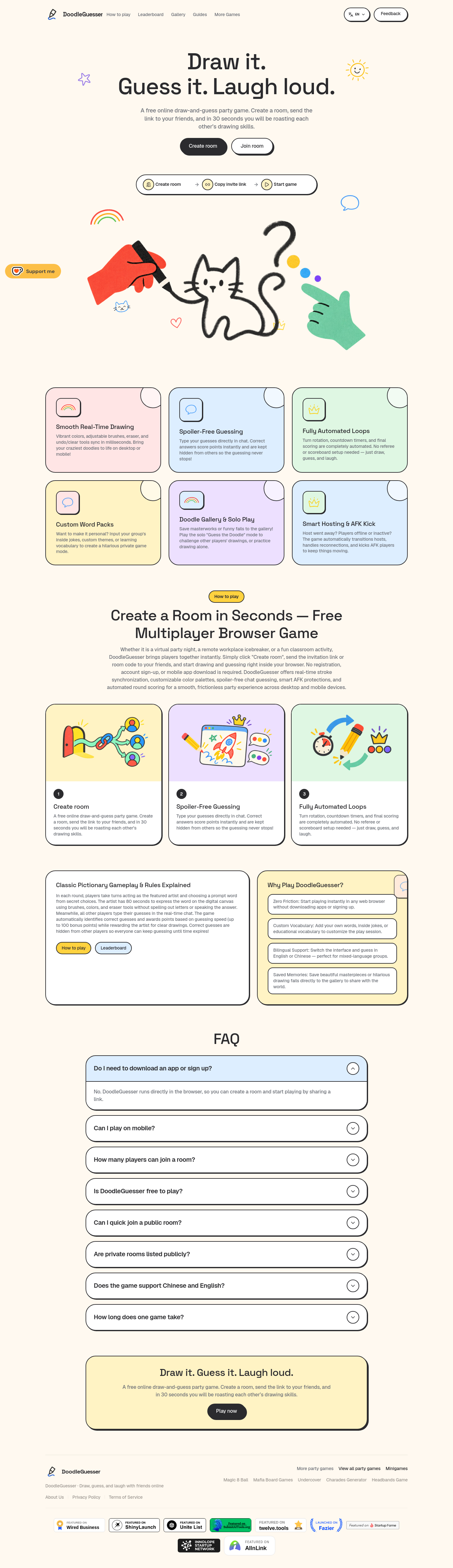 Nav section of doodleguesser.com