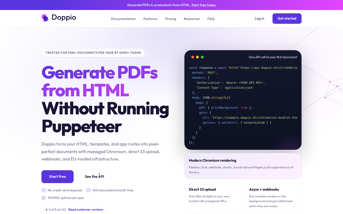 Captured homepage of doppio.sh
