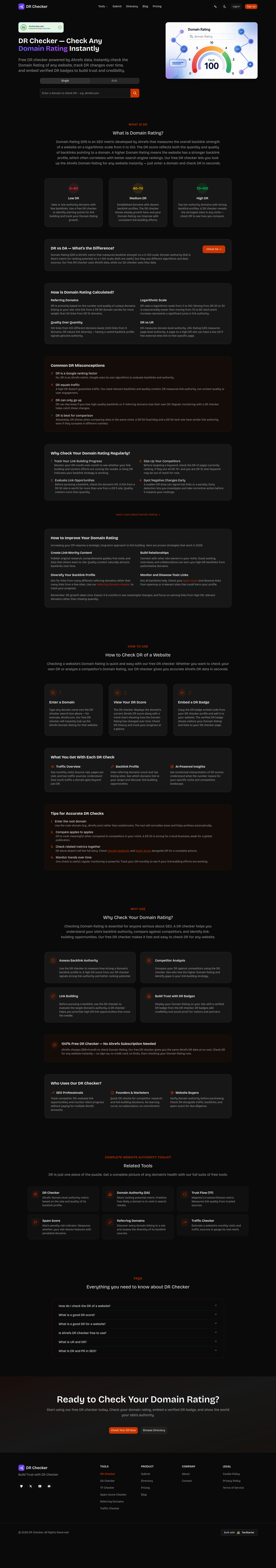 Nav section of drchecker.net