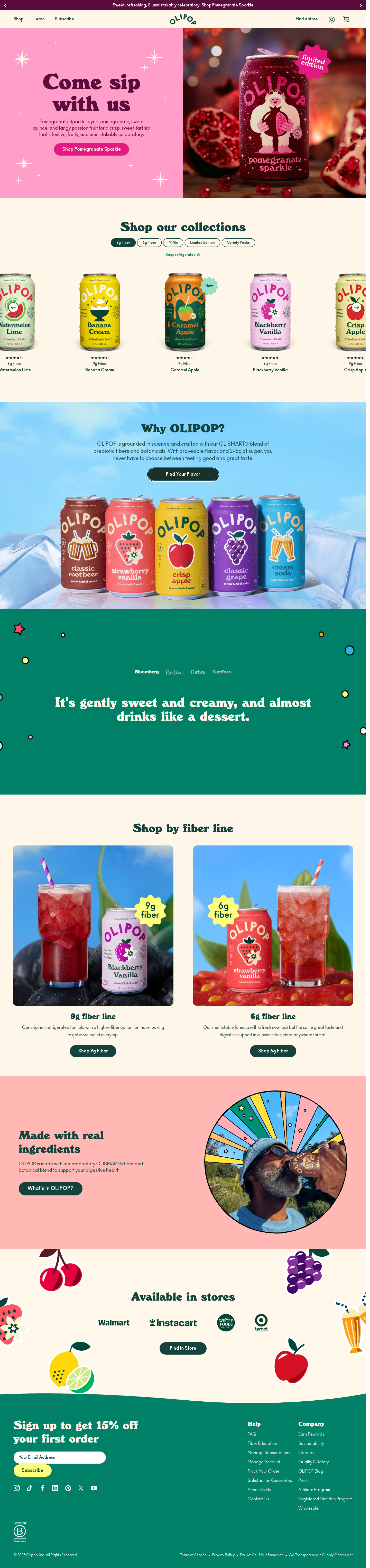 Hero section of drinkolipop.com