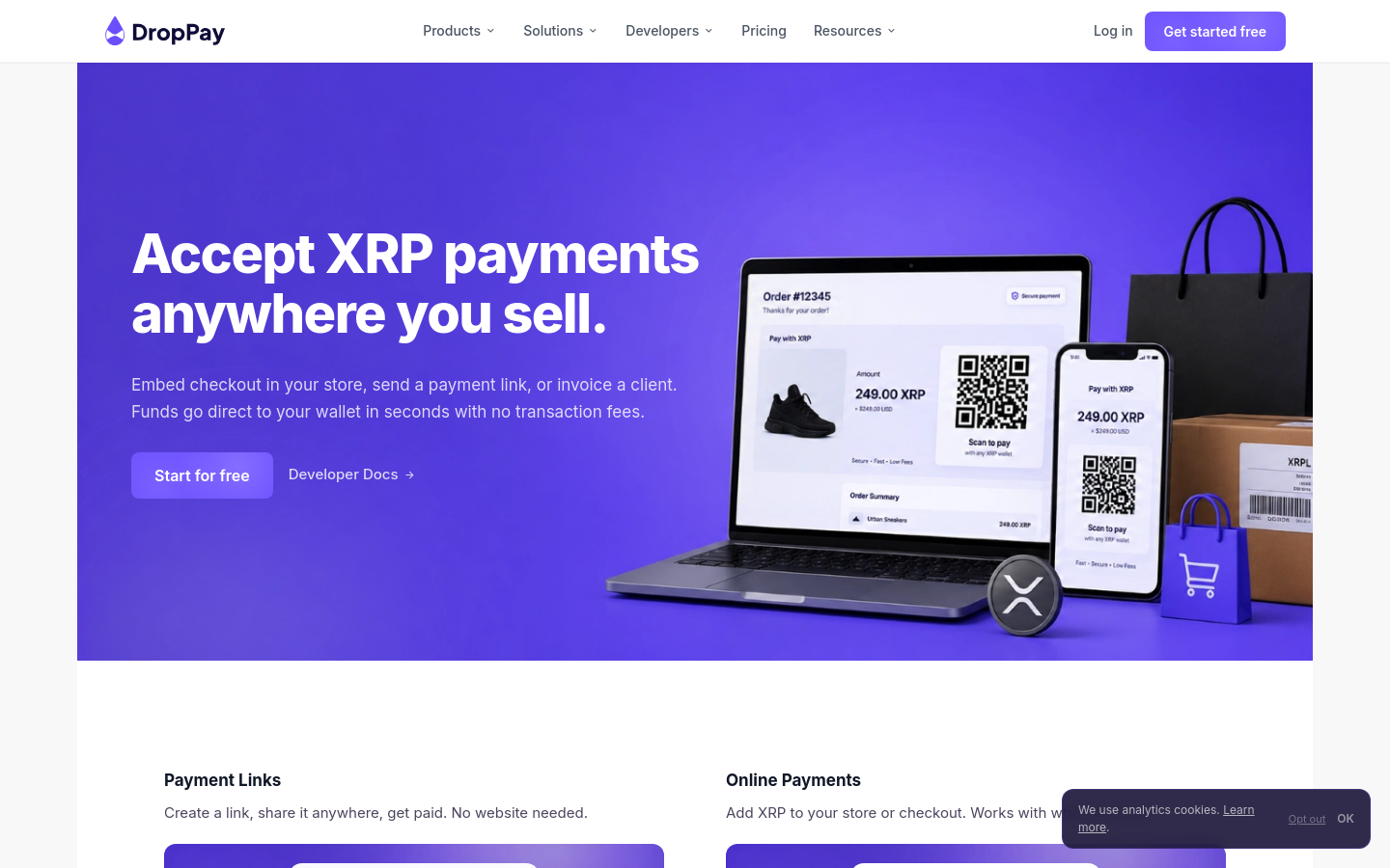 Above-the-fold capture of droppayxrp.com