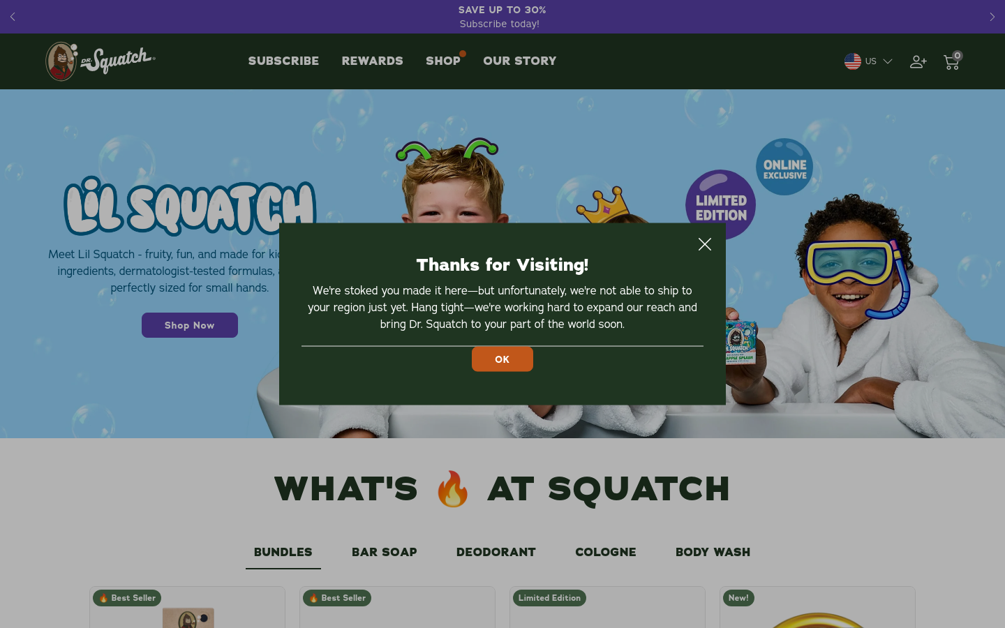 Above-the-fold capture of drsquatch.com