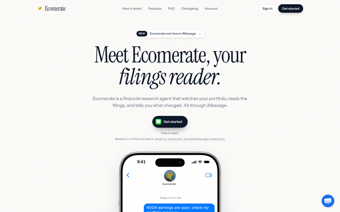 ecomerate.com desktop capture of the first page