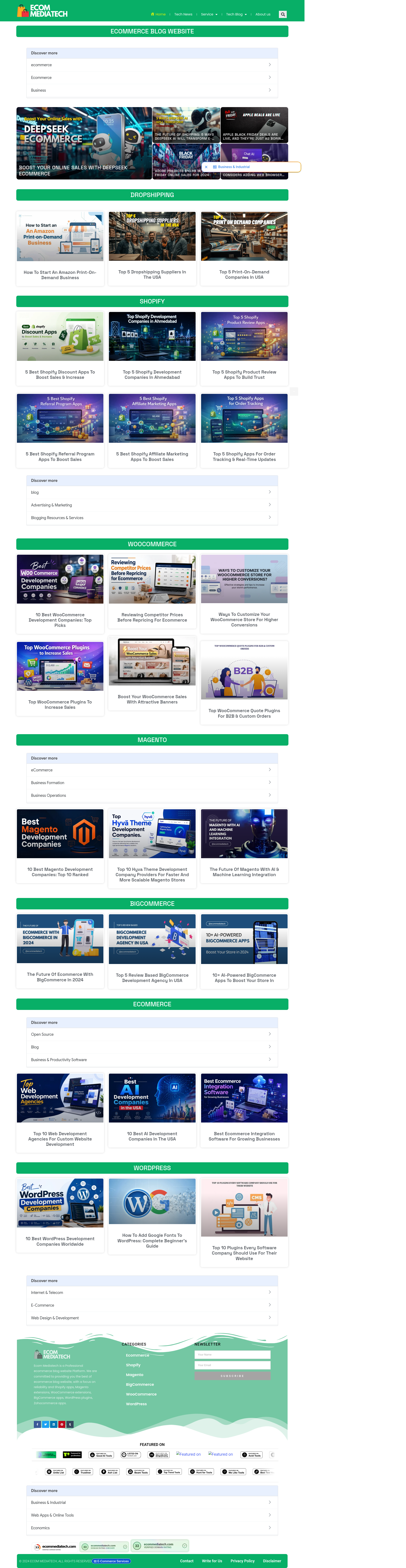 Nav section of ecommediatech.com
