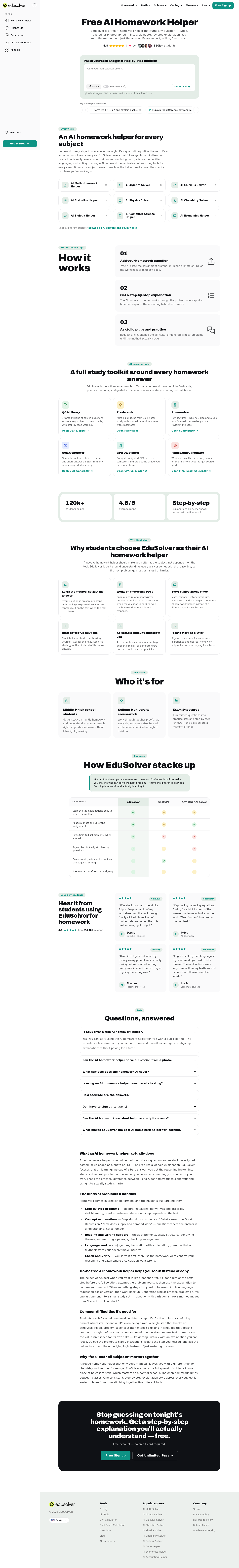 Nav section of edusolver.io