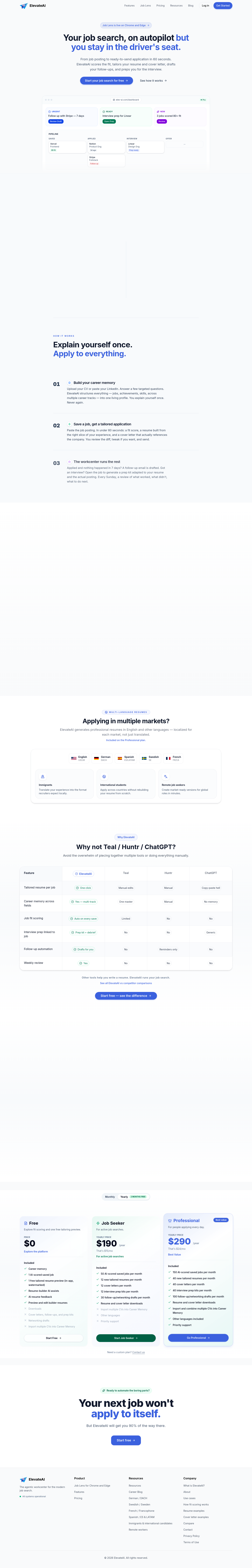 Nav section of elev-ai.com
