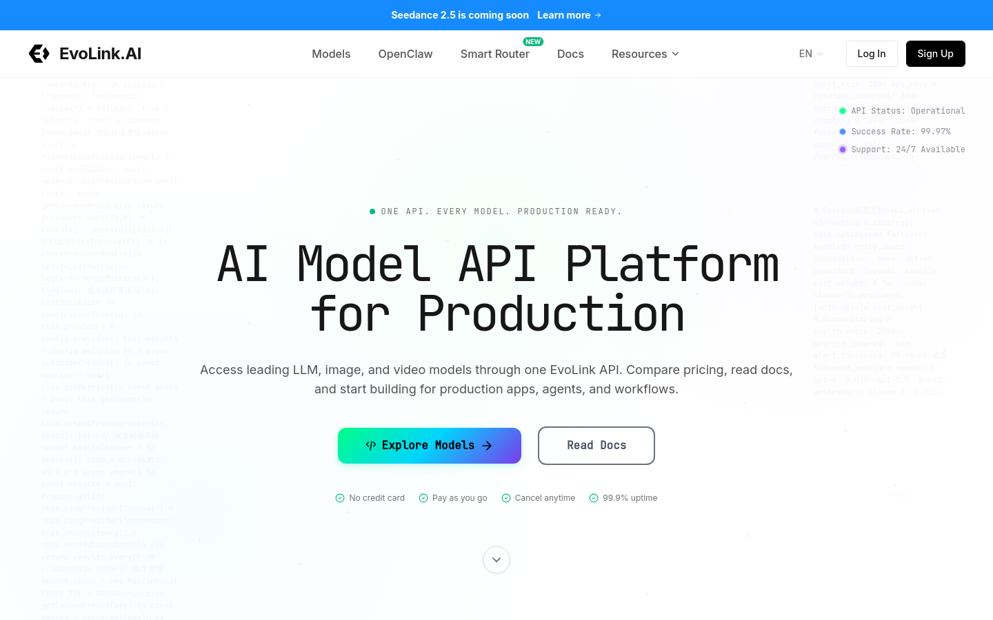 evolink.ai section
