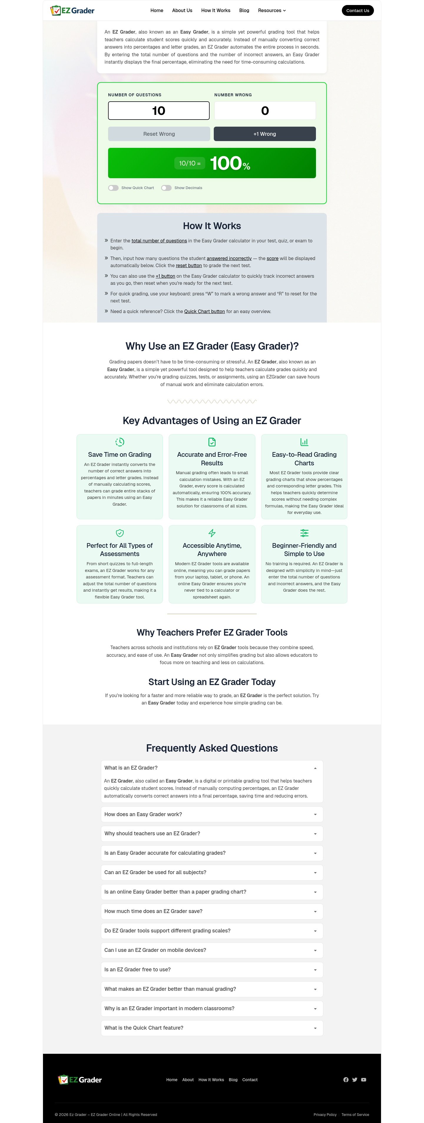 Nav section of ezgrader.co