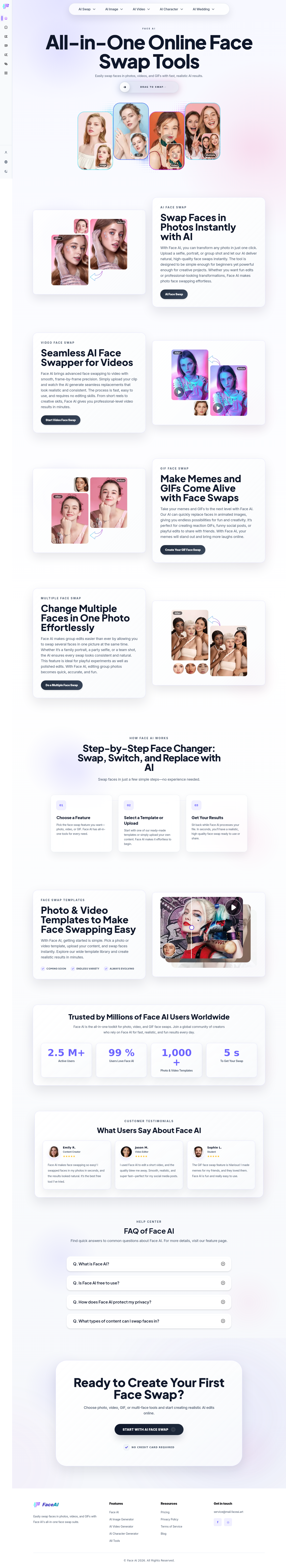 Nav section of faceai.art