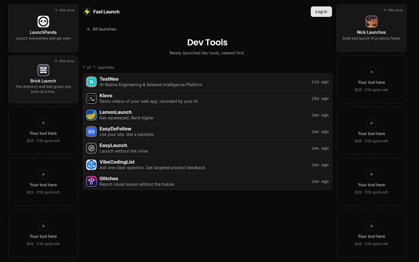 fastlaunch.dev Dev Tools capture, where it does this