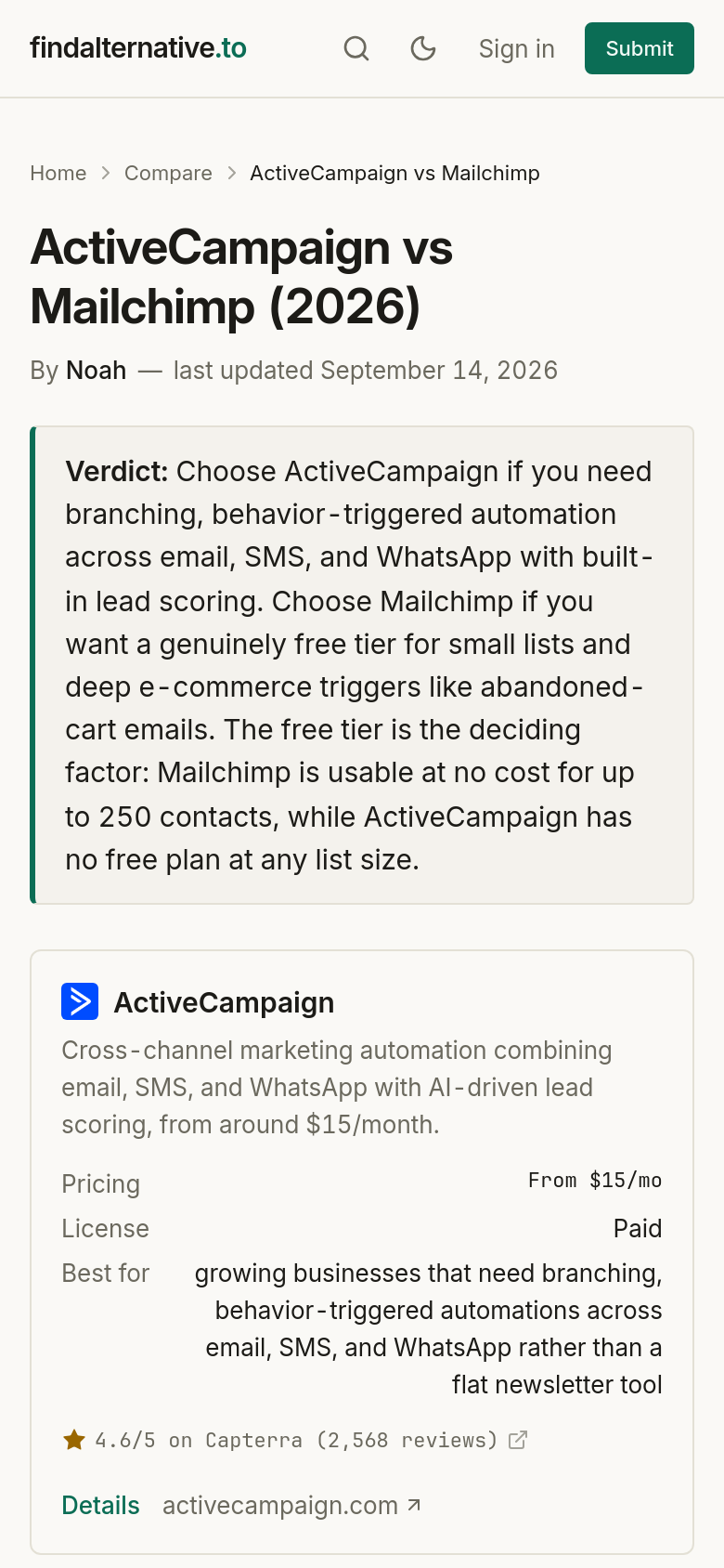 Activecampaign Vs Mailchimp