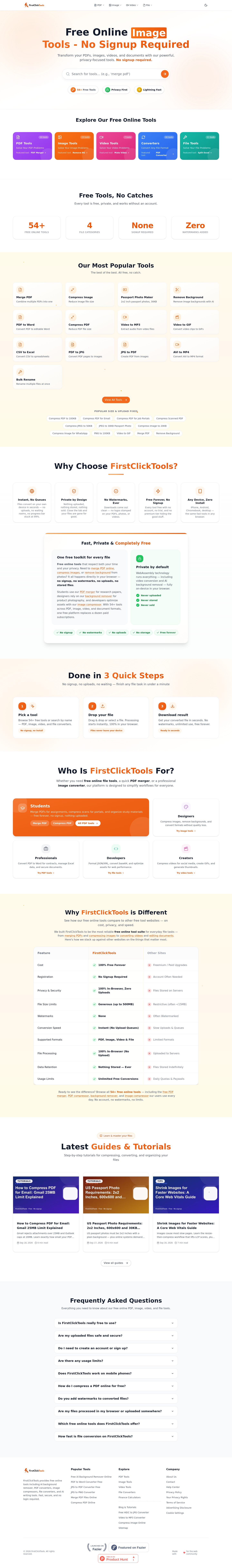 firstclicktools.com — Hero + Comparison + FAQ