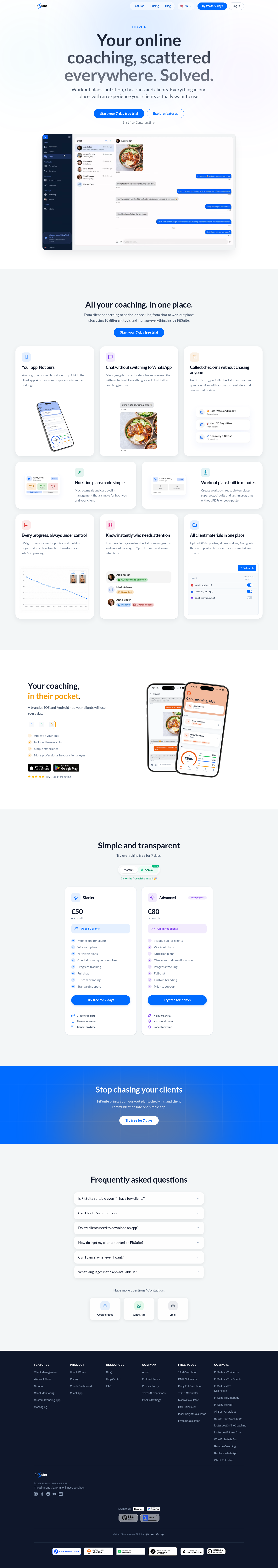 Nav section of fitsuite.co