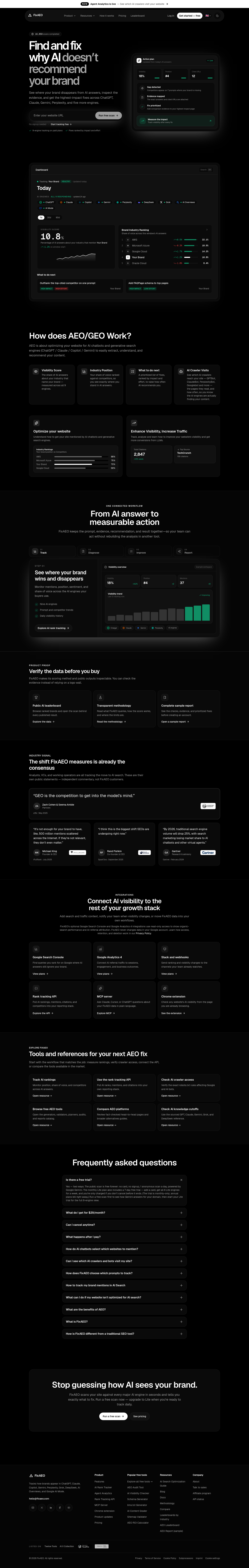 Nav section of fixaeo.com