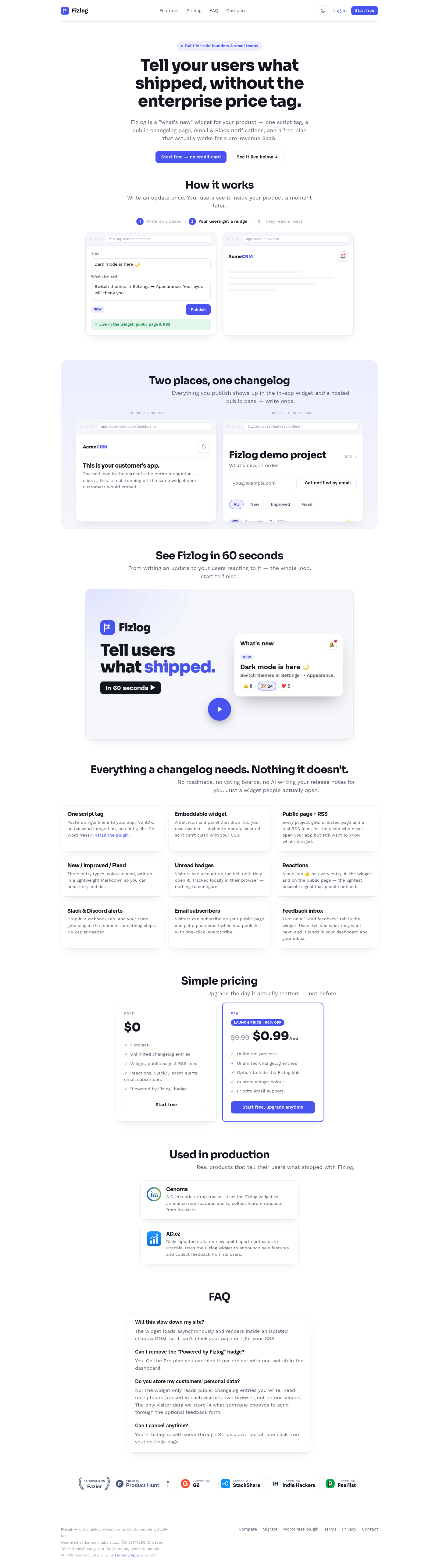Nav section of fizlog.com