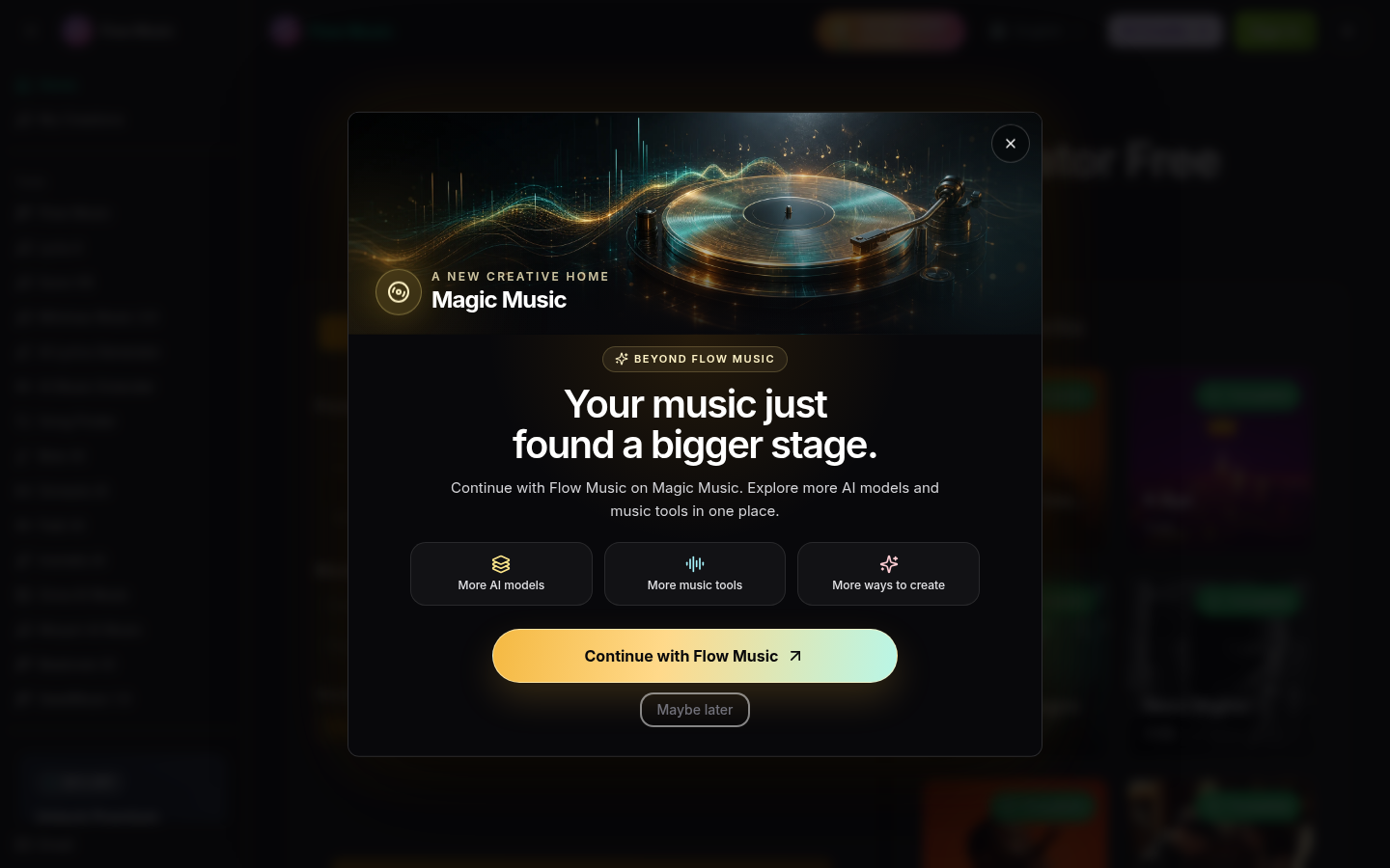 flow-music.app desktop capture of the first page