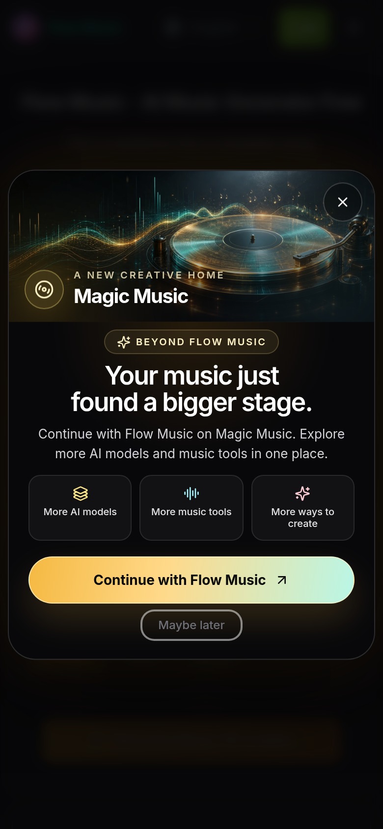 flow-music.app mobile capture of the first page