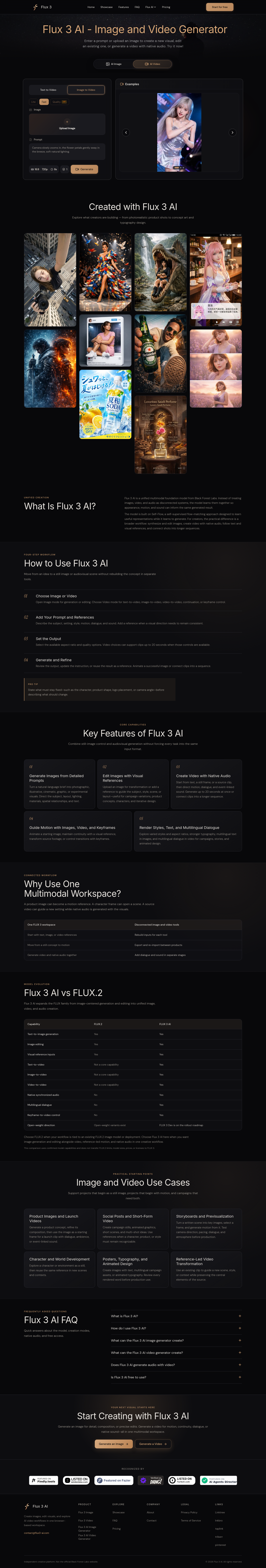 flux3-ai.com — Hero + Comparison + FAQ