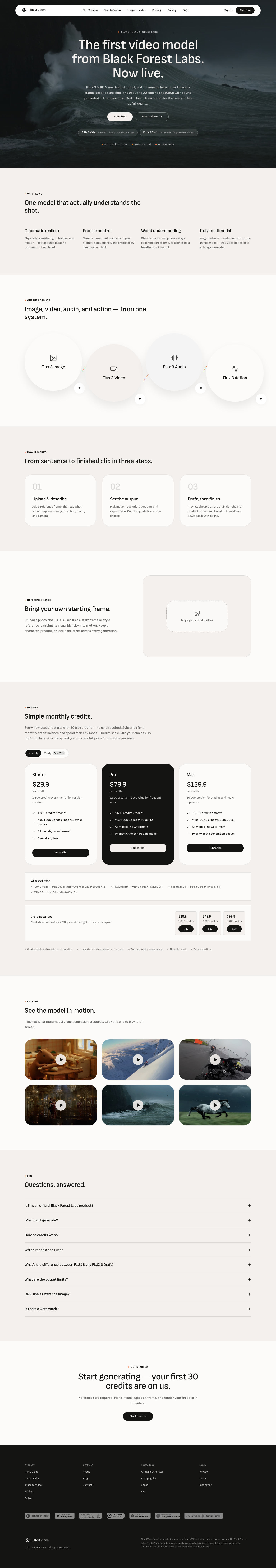 Nav section of fluxvideo.co