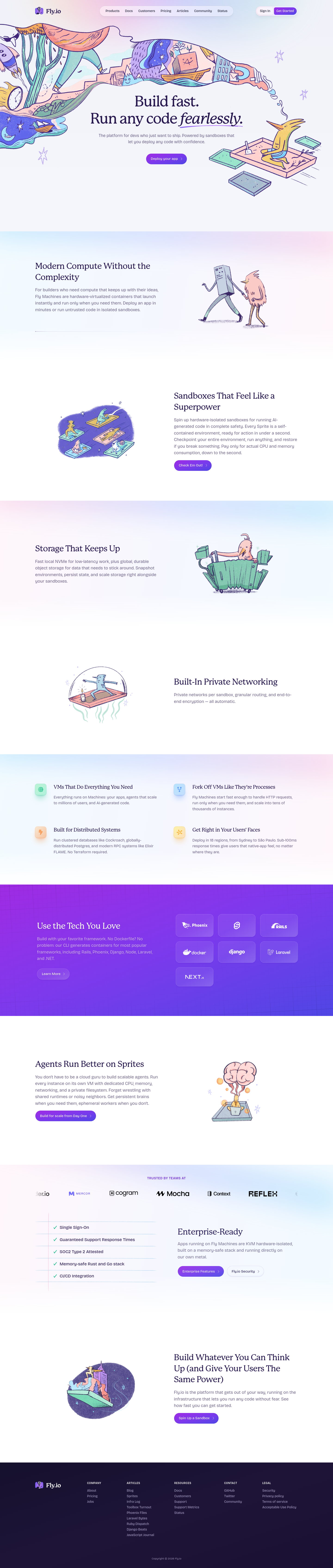 Hero section from fly.io