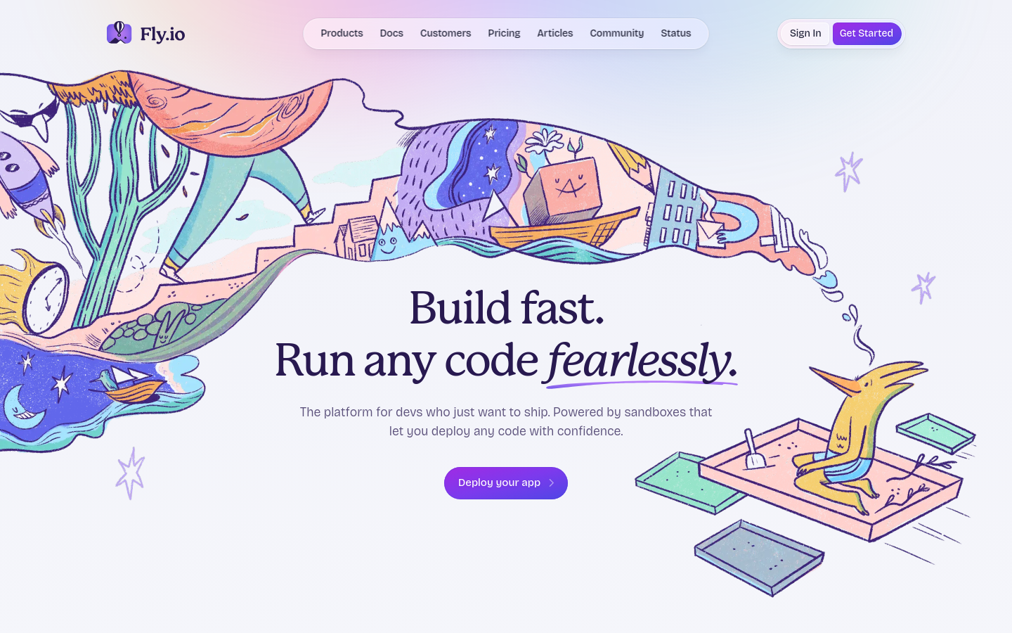 Above-the-fold capture of fly.io