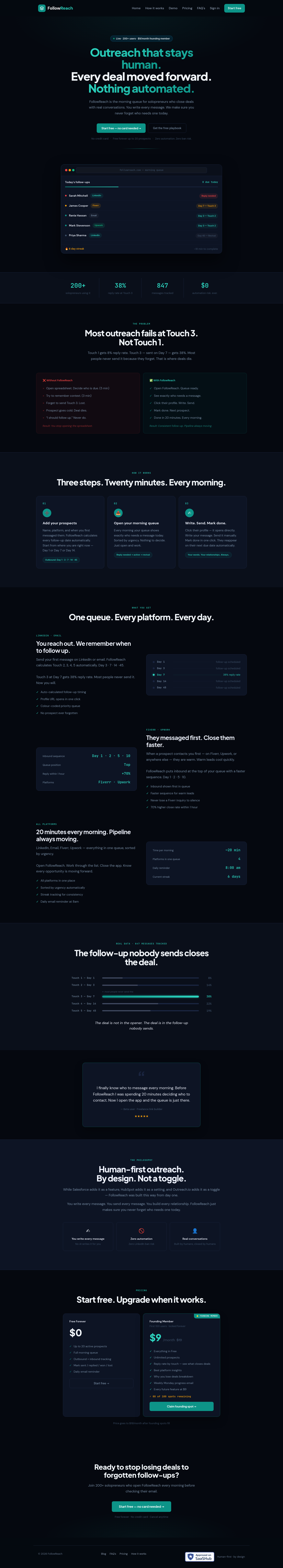 Nav section of followreach.com