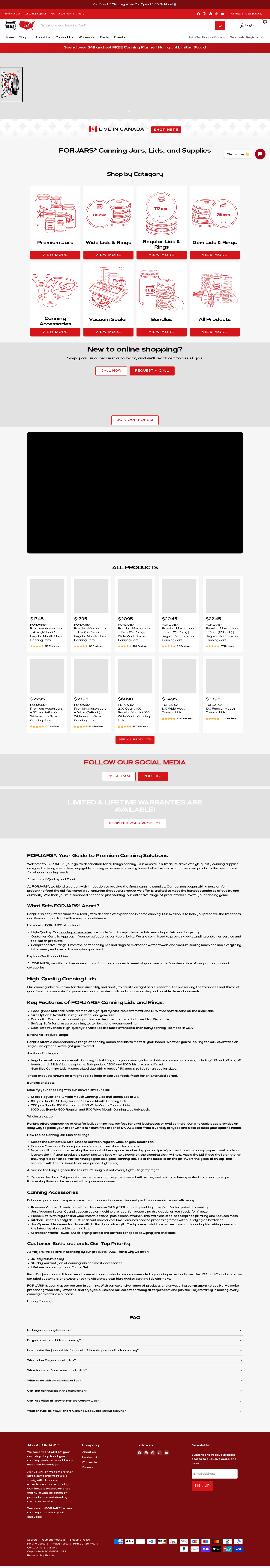 Nav section of forjars.co