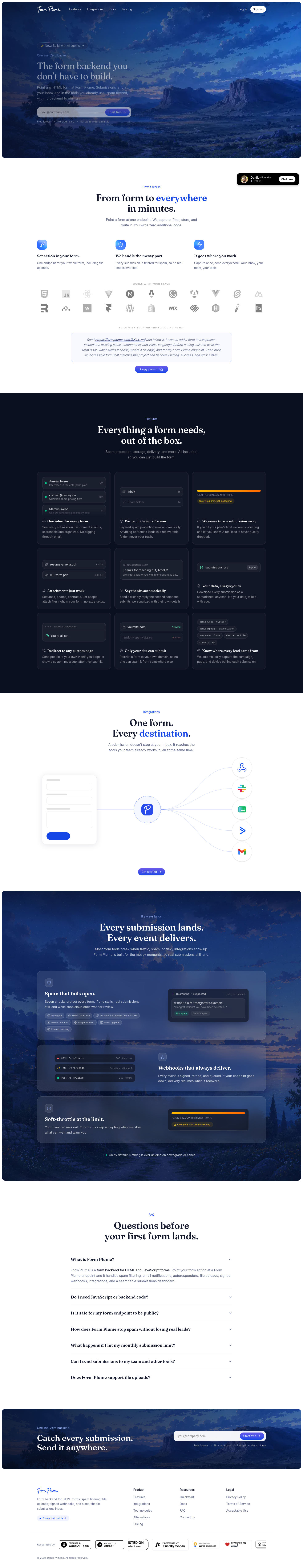 Hero section from formplume.com