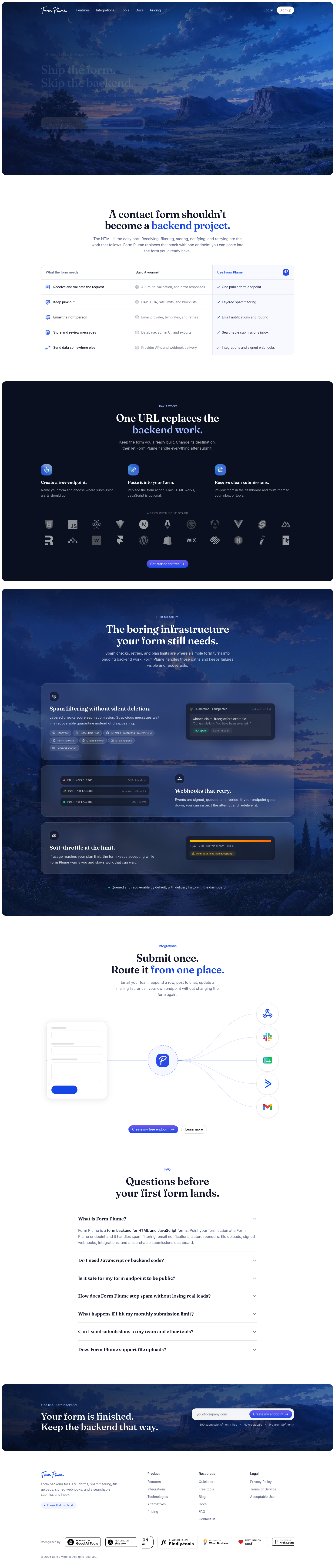 formplume.com — Hero + Logo Wall + Logo Wall