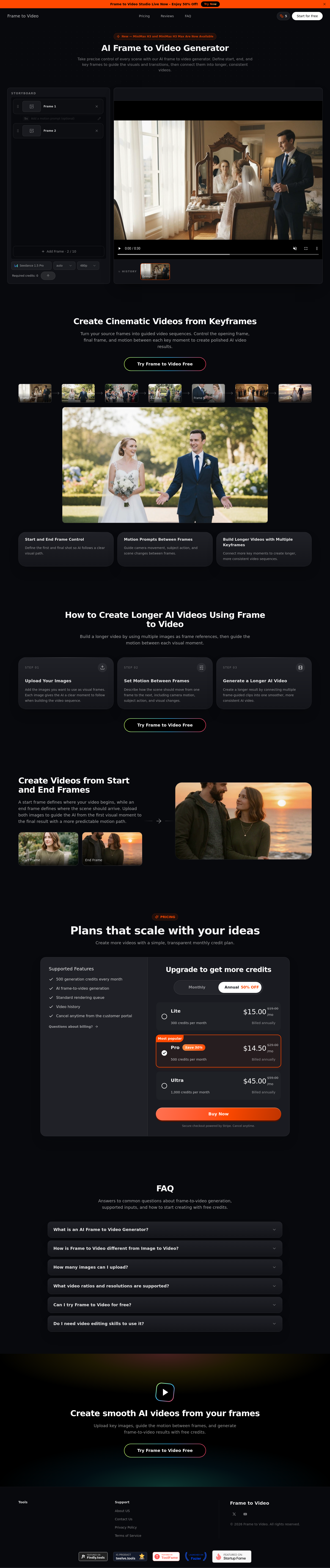 frametovideo.com — The Pricing Page