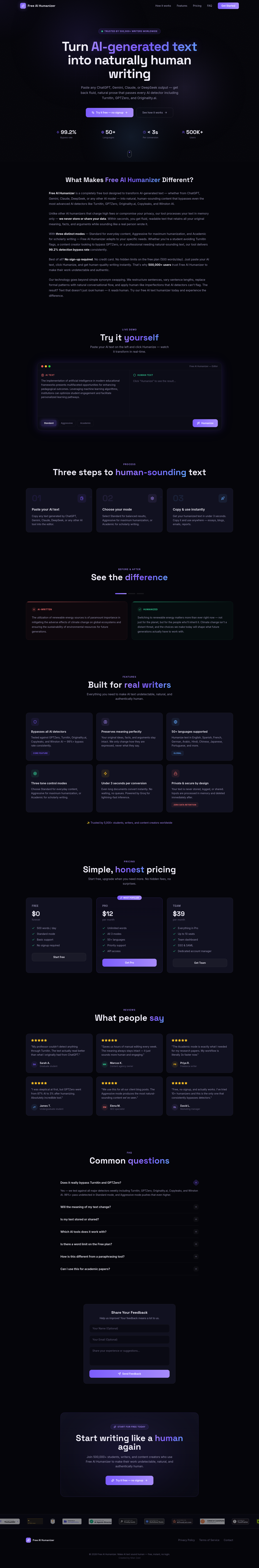 freeaihumanizer.online — The Pricing Page